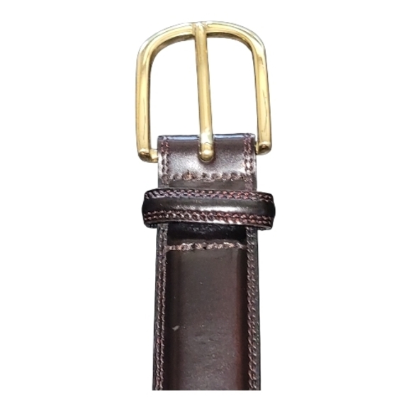 Sz 52 / 4X Roundtree & Yorke Brown Belt with Gold Buckle | Big & Tall - Picture 4 of 8
